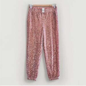 NWT LOFT Shimmering Sequin Rose Joggers